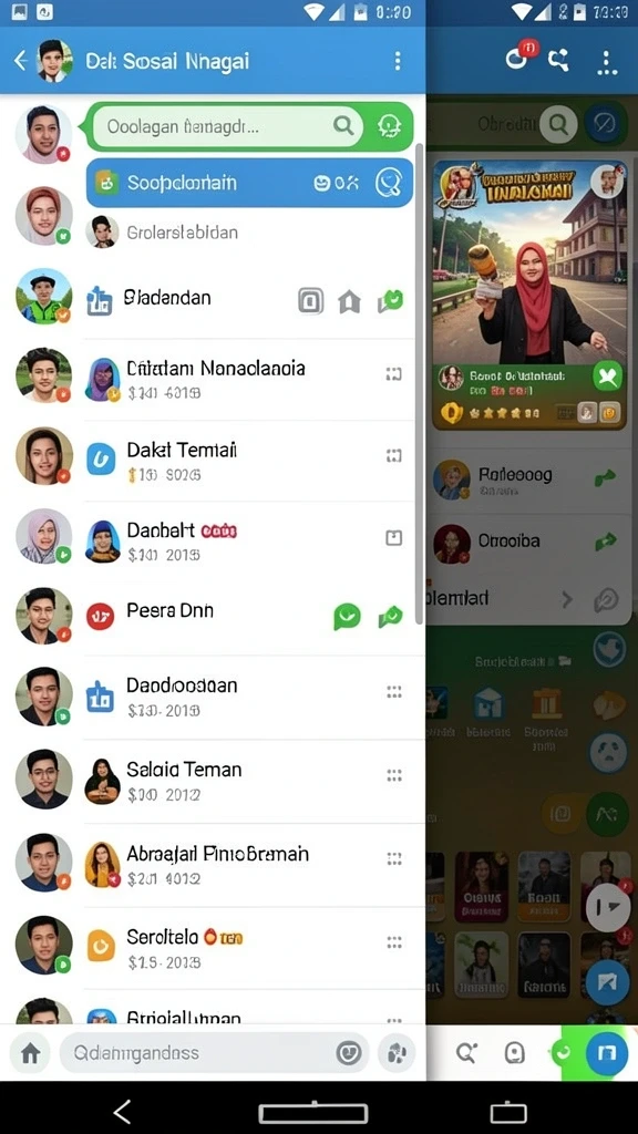 Menu karakter dengan beragam pilihan skin dan upgrade.