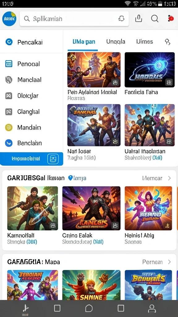 Screenshot 1 menunjukkan karakter utama dalam aksi.