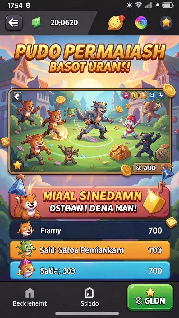 Gambar karakter unik dalam setiap level yang berbeda.